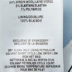 Pre Owned Oscar de la Renta Blue Floral Applique Wool Shift Dress XL