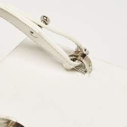Pre Owned Oscar De La Renta White Leather Alibi Top Handle Box Bag