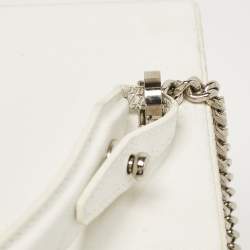 Pre Owned Oscar De La Renta White Leather Alibi Top Handle Box Bag