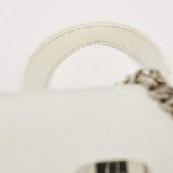 Pre Owned Oscar De La Renta White Leather Alibi Top Handle Box Bag