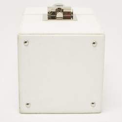 Pre Owned Oscar De La Renta White Leather Alibi Top Handle Box Bag