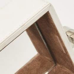 Pre Owned Oscar De La Renta White Leather Alibi Top Handle Box Bag