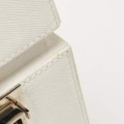 Pre Owned Oscar De La Renta White Leather Alibi Top Handle Box Bag