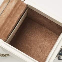 Pre Owned Oscar De La Renta White Leather Alibi Top Handle Box Bag