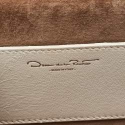 Pre Owned Oscar De La Renta White Leather Alibi Top Handle Box Bag