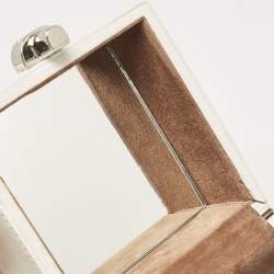 Pre Owned Oscar De La Renta White Leather Alibi Top Handle Box Bag