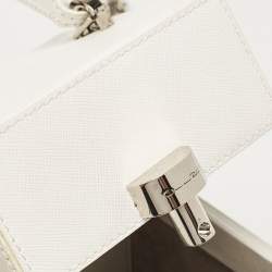 Pre Owned Oscar De La Renta White Leather Alibi Top Handle Box Bag