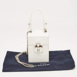 Pre Owned Oscar De La Renta White Leather Alibi Top Handle Box Bag