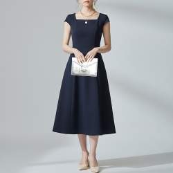 Pre Owned حقيبة كلتش اوسكار دي لا رينتا جلد ثعبان فضي منقوشة flap