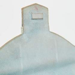 Pre Owned حقيبة كلتش اوسكار دي لا رينتا جلد ثعبان فضي منقوشة flap