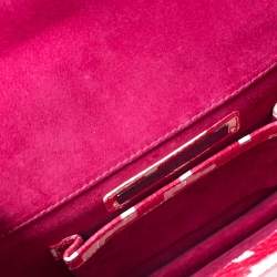 Pre Owned Oscar de la Renta Red Leather Flat Envelope Clutch