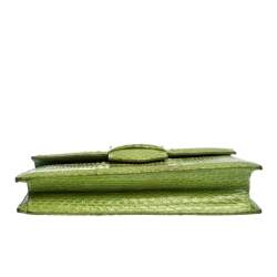 Pre Owned Oscar De La Renta Lime Green Python Clutch