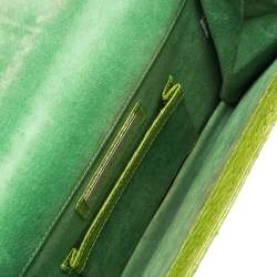 Pre Owned Oscar De La Renta Lime Green Python Clutch