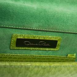 Pre Owned Oscar De La Renta Lime Green Python Clutch