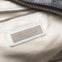 Pre Owned Oscar de la Renta Off White Leather Zipped Hobo