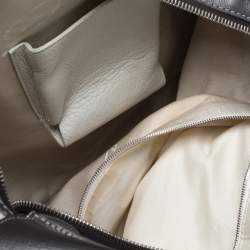 Pre Owned Oscar de la Renta Off White Leather Zipped Hobo