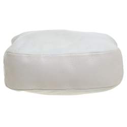 Pre Owned Oscar de la Renta Off White Leather Zipped Hobo