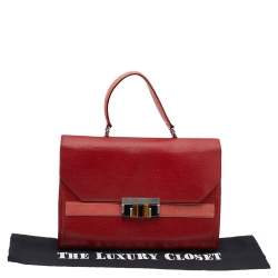 Pre Owned Oscar de la Renta Red/Peach Leather Top Handle Bag