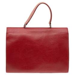 Pre Owned Oscar de la Renta Red/Peach Leather Top Handle Bag