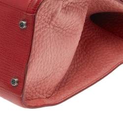 Pre Owned Oscar de la Renta Red/Peach Leather Top Handle Bag