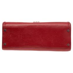 Pre Owned Oscar de la Renta Red/Peach Leather Top Handle Bag