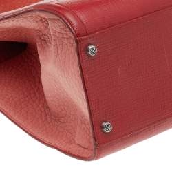 Pre Owned Oscar de la Renta Red/Peach Leather Top Handle Bag