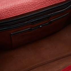 Pre Owned Oscar de la Renta Red/Peach Leather Top Handle Bag