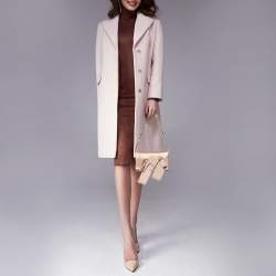 Pre Owned Oscar de la Renta Beige Satin Bow Flap Crystal Embellished Strap Clutch 