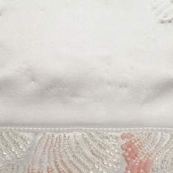 Pre Owned Oscar de la Renta White Satin Beaded Clutch