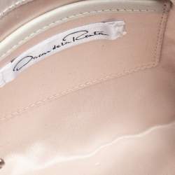 Pre Owned Oscar de la Renta White Satin Beaded Clutch