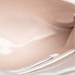 Pre Owned Oscar de la Renta White Satin Beaded Clutch