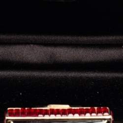 Pre Owned Oscar de la Renta Black Satin Sequin Embellished Chain Clutch