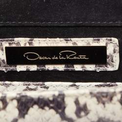 Pre Owned Oscar de la Renta Cream/Black Python Grafton Clutch