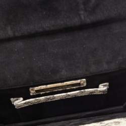 Pre Owned Oscar de la Renta Cream/Black Python Grafton Clutch
