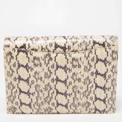 Pre Owned Oscar de la Renta Cream/Black Python Grafton Clutch