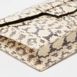 Pre Owned Oscar de la Renta Cream/Black Python Grafton Clutch
