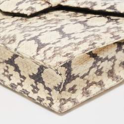 Pre Owned Oscar de la Renta Cream/Black Python Grafton Clutch