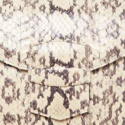 Pre Owned Oscar de la Renta Cream/Black Python Grafton Clutch