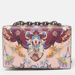 Pre Owned Oscar de La Renta Multicolor Floral Print Leather Tro Flap Shoulder Bag