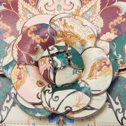 Pre Owned Oscar de La Renta Multicolor Floral Print Leather Tro Flap Shoulder Bag