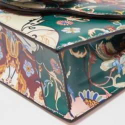 Pre Owned Oscar de La Renta Multicolor Floral Print Leather Tro Flap Shoulder Bag