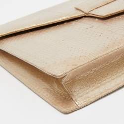 Pre Owned Oscar de la Renta Gold Python Grafton Clutch