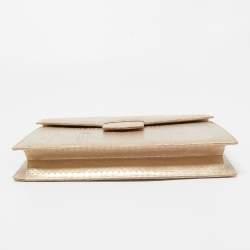 Pre Owned Oscar de la Renta Gold Python Grafton Clutch