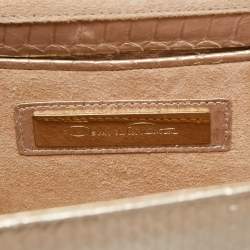Pre Owned Oscar de la Renta Gold Python Grafton Clutch