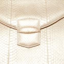 Pre Owned Oscar de la Renta Gold Python Grafton Clutch