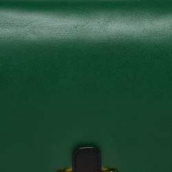 Pre Owned Oscar de la Renta Green/Black Leather Flap Shoulder Bag