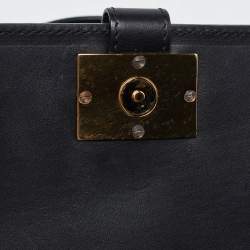 Pre Owned Oscar de la Renta Green/Black Leather Flap Shoulder Bag