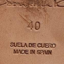 Pre Owned Oscar de la Renta Blue Canvas Embellished Mules Size 40