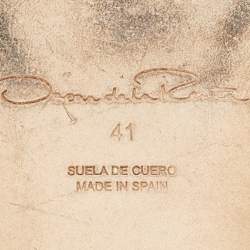 Pre Owned Oscar de la Renta Black Suede Studded Flat Mules Size 41