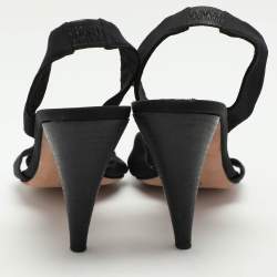 Oscar de la Renta Black Fabric Bow Slide Sandals Size 38